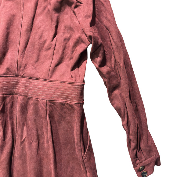 A Loves A Merlot Faux Suede Button Front Long Sleeve Midi Dress Fit & Flare Med. - Picture 14 of 14